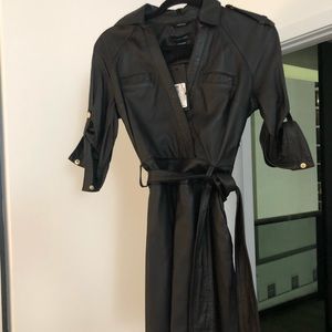 Real leather black dress